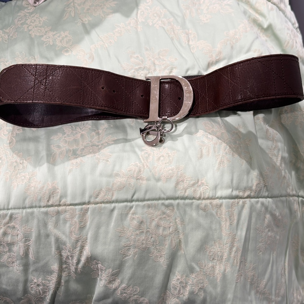 Brown Leather Belt with Silver Buckle